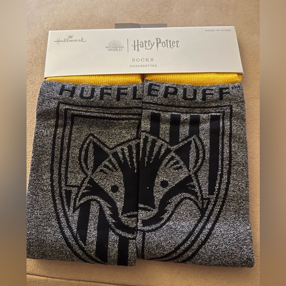 Harry Potter Hufflepuff Gray and Orange Tube Socks